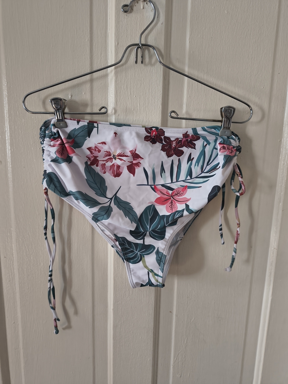 Kids Floral High-Waist Swim Bottoms - White/Pink/Green